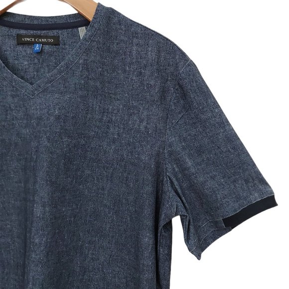 Vince Camuto Mens T-Shirt Size Small V-Neck Short Sleeve Blue - Picture 3 of 6